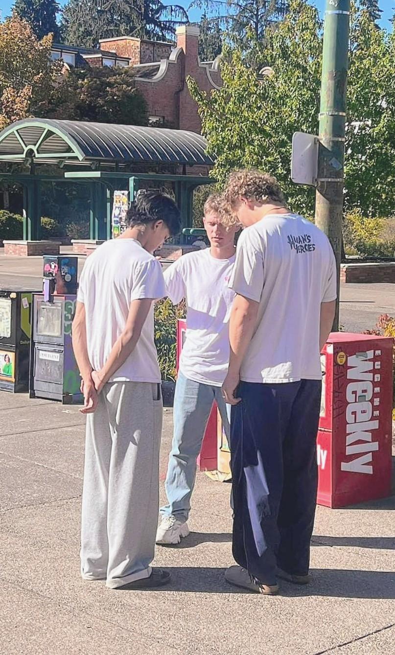Students gathering for the first meeting of the semester